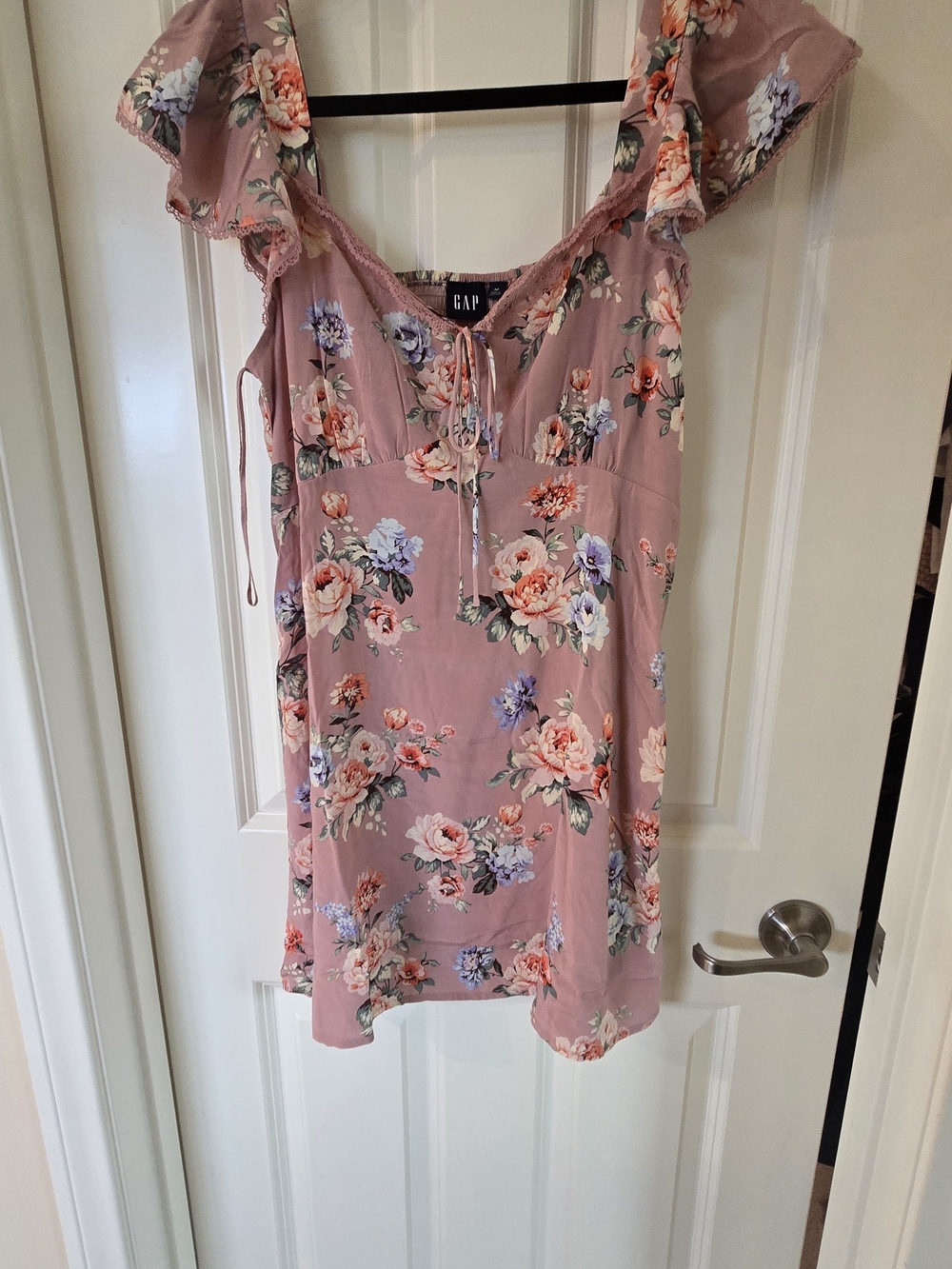 GAP Floral Pink Lace-Trim Mini Dress - Picture 3 of 5